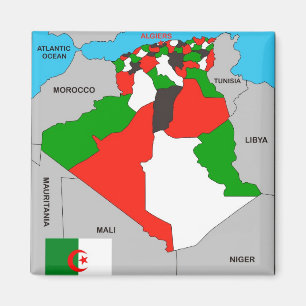 Aimant drapeau politique de carte de pays de l'Algérie