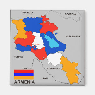 Aimant drapeau politique de carte de pays de l'Arménie