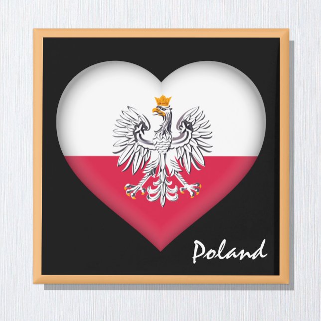 Aimant Drapeau polonais et fête du Coeur de Pologne, voya (Créateur téléchargé)