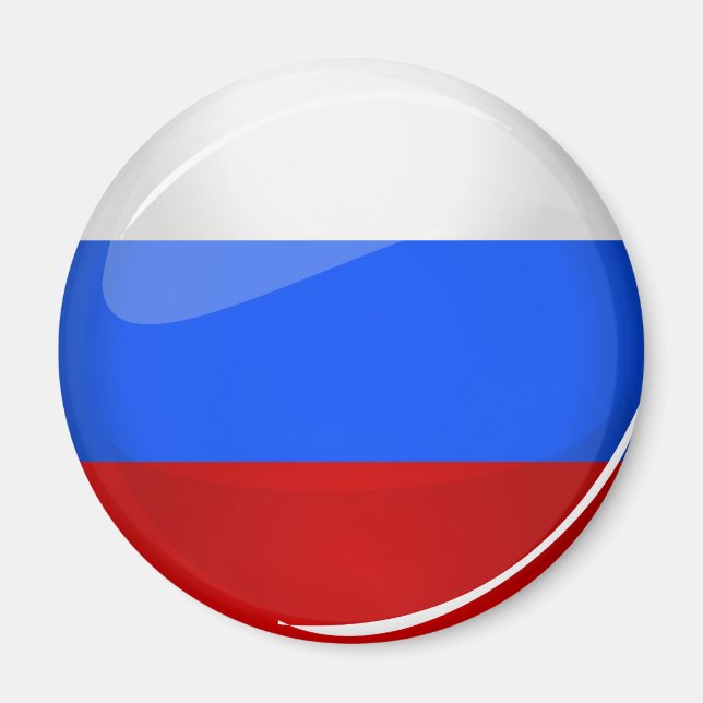 Aimant Drapeau rond brillant de Russie (Devant)