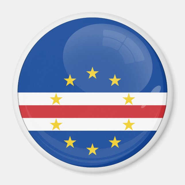 Aimant Drapeau rond en forme d'icône du Cap-Vert (Devant)
