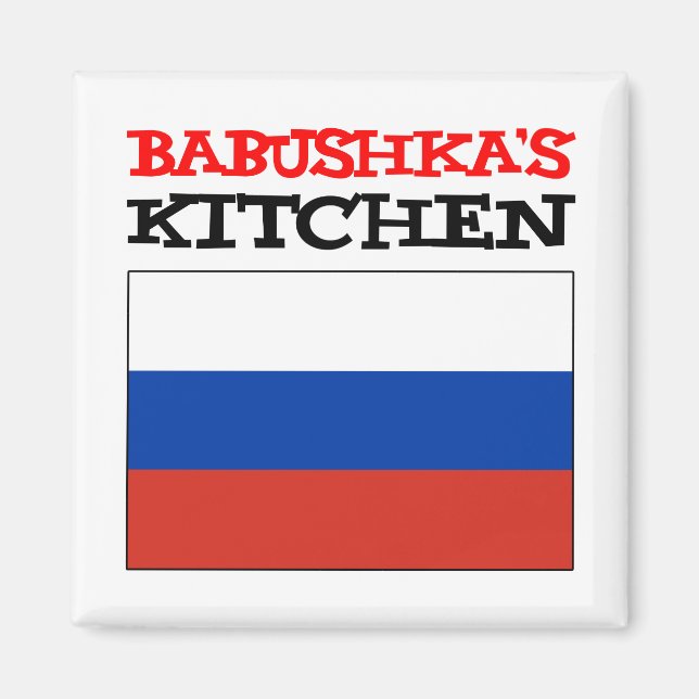 Aimant Drapeau russe de la cuisine de Babushka (Devant)