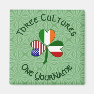 Aimant Drapeau Shamrock irlandais américain italien perso