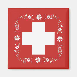 Aimant Drapeau suisse et edelweiss
