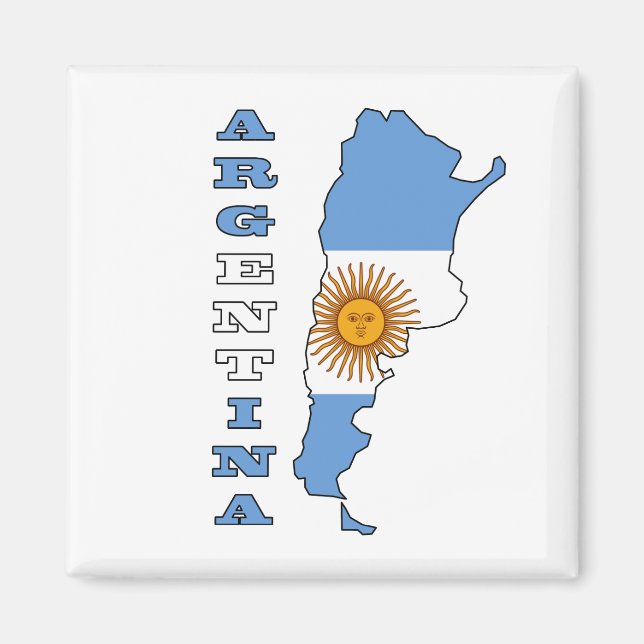 Aimant Drapeau sur la carte de l'Argentine (Devant)