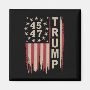 Aimant Drapeau Trump 45 47 Vintage Rétro Amérique USA