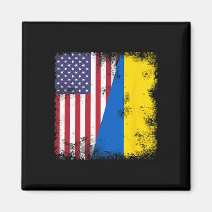 Aimant Drapeau ukrainien demi vintage Ukraine Usa Cadeau