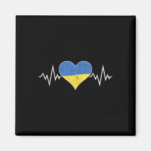 Aimant Drapeau ukrainien vintage cœur battement de cœur U