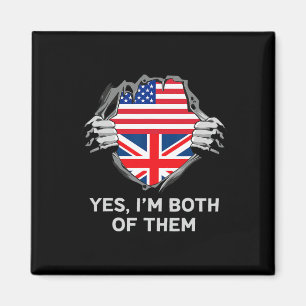 Aimant Drapeau Usa Angleterre Homme Moitié Américain Moit