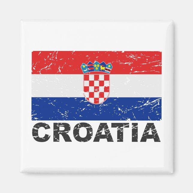 Aimant Drapeau Vintage de Croatie (Devant)