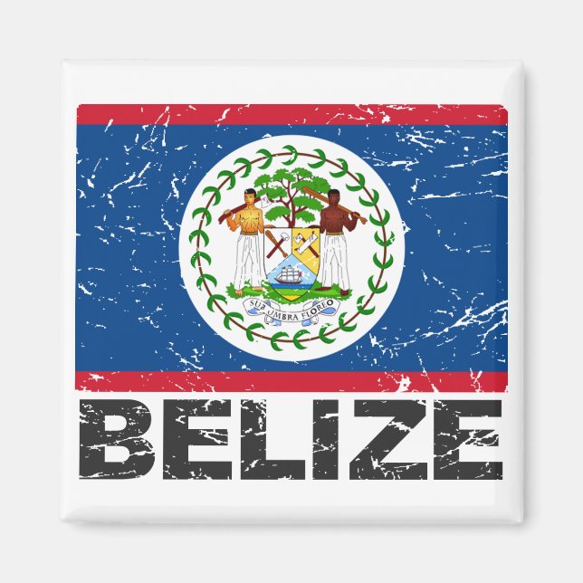 Aimant Drapeau Vintage du Belize (Devant)