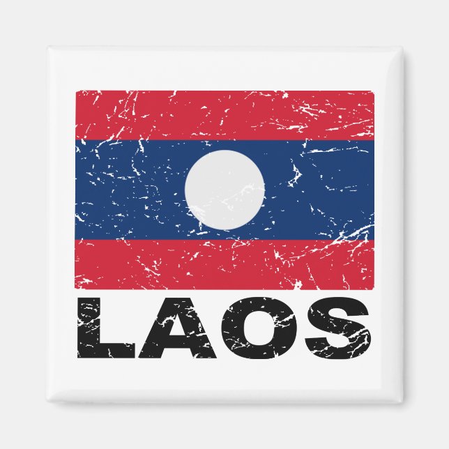 Aimant Drapeau Vintage du Laos (Devant)