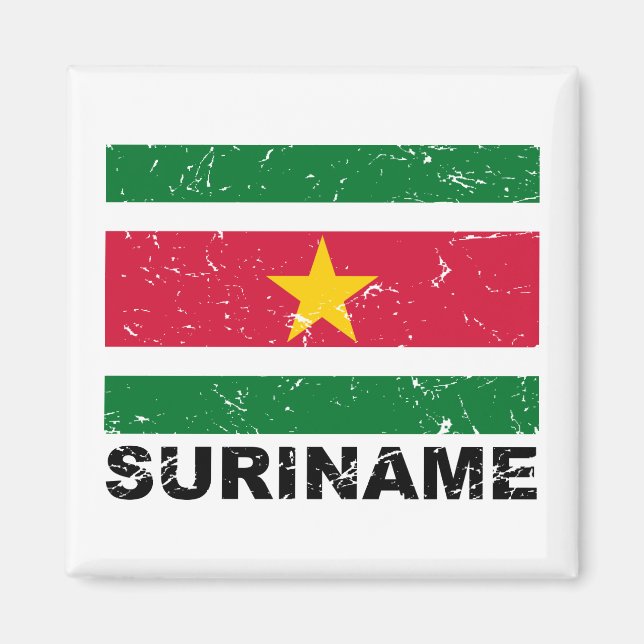 Aimant Drapeau Vintage du Suriname (Devant)