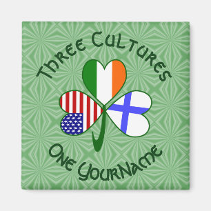 Aimant Drapeaux Américains Irlandais Finlandais Shamrock 