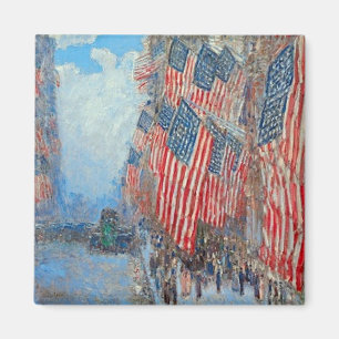 Aimant Drapeaux américains vintage sur une rue de la vill