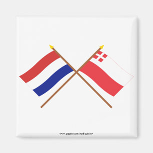 Aimant Drapeaux croisés de la Hollande et d'Utrecht