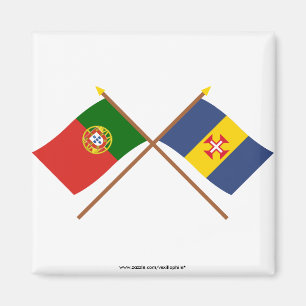 Aimant Drapeaux croisés du Portugal et de la Madère