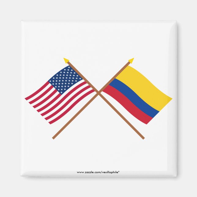 Aimant Drapeaux croisés États-Unis et Colombie (Devant)