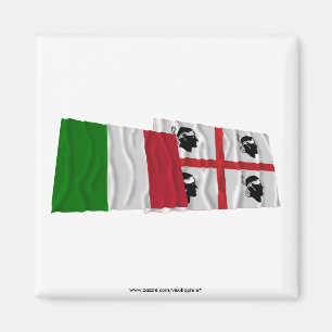 Aimant Drapeaux de ondulation de l'Italie et du Sardegna