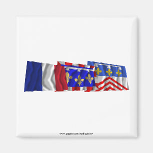 Aimant Drapeaux d'Eure-et-Loir, de centre et de la France