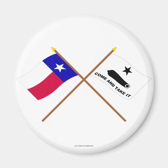 Aimant Drapeaux texans et Gonzales traversés (Devant)