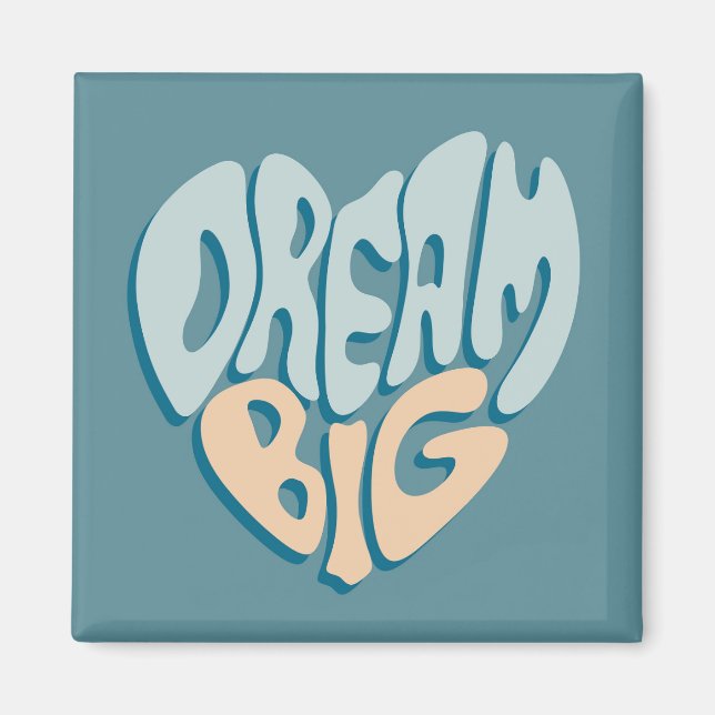 Aimant Dream Big : Coeur bleu du succès (Devant)
