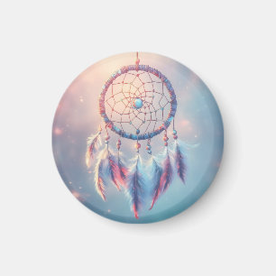 Aimant Dream Catcher avec des plumes et des perles douces