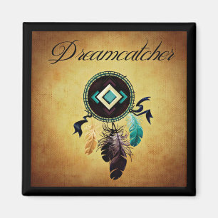 Aimant Dreamcatcher sur un Arrière - plan Gold Grunge