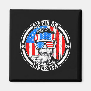 Aimant Drôle 4 juillet en sirotant liber-té thé liberté u