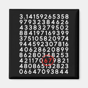 Aimant Drôle 67 jour 3.14 nombre six sept mème maths