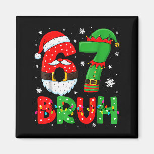 Aimant Drôle 6 7 Six Sept Bruh Meme Noël Santa Elfe