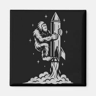 Aimant Drôle Bigfoot Volant Dans L'espace Avec Des Étoile