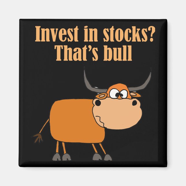 Aimant Drôle Bull Stock marché dessin animé (Devant)