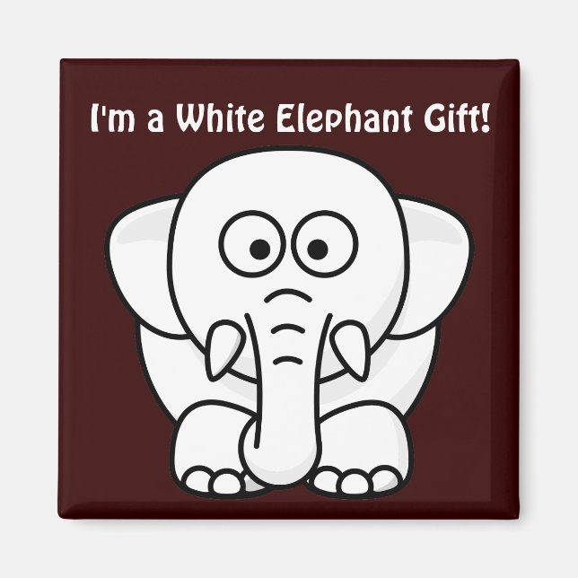 Aimant Drôle cadeau de Noël : Vrai cadeau d'éléphant blan (Devant)