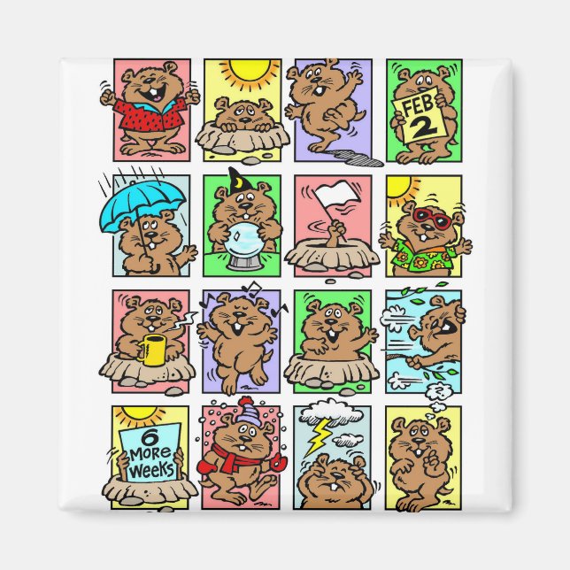 Aimant Drôle Caricatures de la journée de la marmotte (Devant)