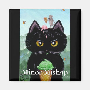 Aimant Drôle Cartoon mignon Chat noir souris Créationarts