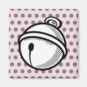 Aimant Drôle Cartoon rose noir blanc Chat Bell Pop Art