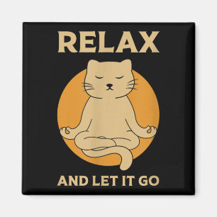 Aimant Drôle Cat Graphic Yoga Zen méditation