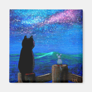 Aimant Drôle Chat Souris Étoiles Créationarts