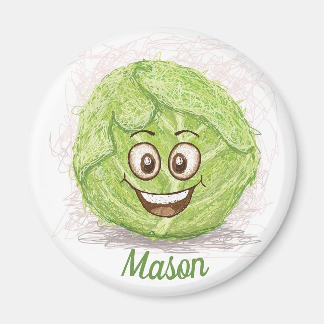 Aimant Drôle Chou vert Dessin Nom personnalisé frigo (Devant)