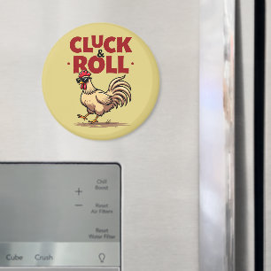 Aimant Drôle "Cluck & Roll" Cool Rooster Conception de de