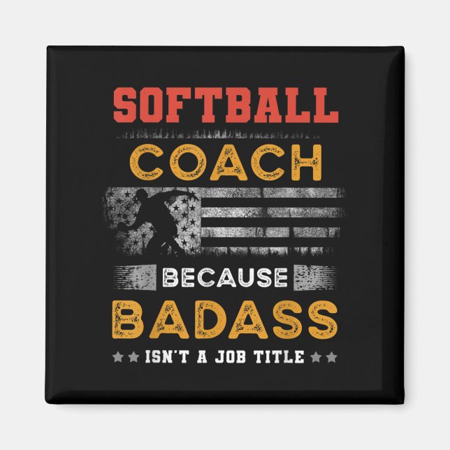 Aimant Drôle Coach Softball Cadeau Pour Hommes, Bad Softb (Devant)