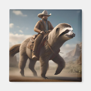 Aimant Drôle Cowboy À Cheval De Fente,