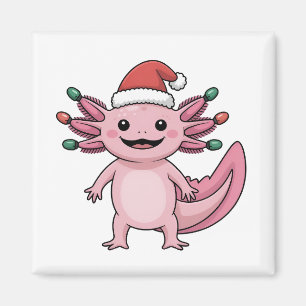 Aimant Drôle de Axolotl Christmas Chapeau de Père Noël Xm