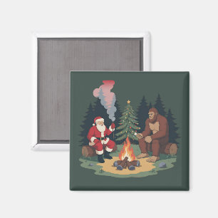 Aimant Drôle de Bigfoot Noël Santa Sasquatch Camping