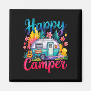 Aimant Drôle de campeur heureux vêtements de camping remo