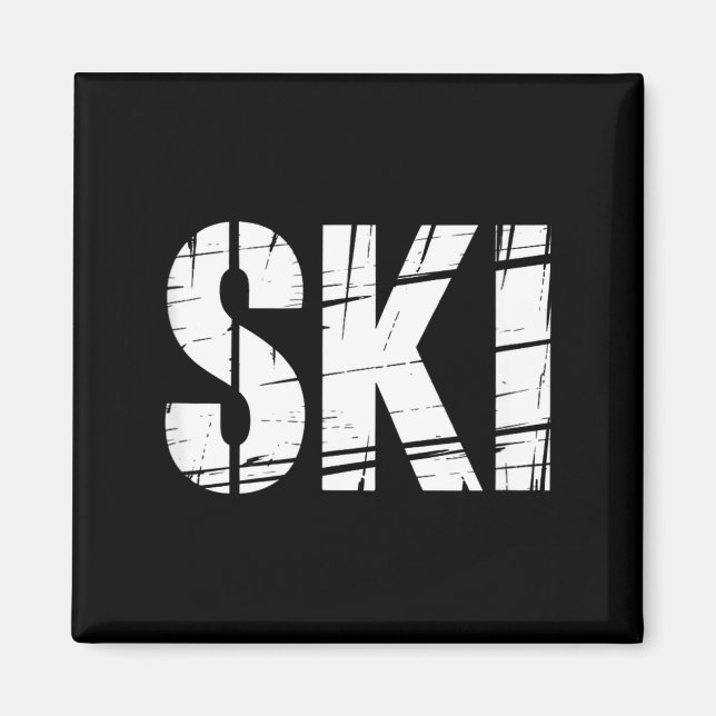 Aimant Drôle de dicton de ski blague extérieure en détres (Devant)