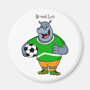 Aimant Drôle de joueur de football hippo dessin humoristi