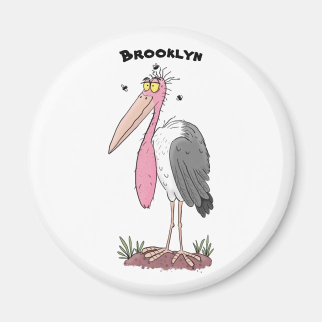 Aimant Drôle dessin animé de cigogne en marabou (Devant)