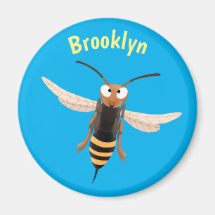 Aimant Drôle dessin animé de guêpe à cornet en colère